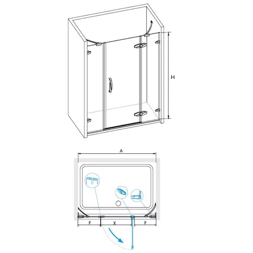 Душевая дверь RGW SA-01, Цвет стекла: прозрачное, Цвет профиля: Хром-Красный, Выбрать размер: 120, изображение 7