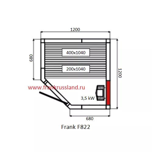 Финская сауна Frank 820 серия угловая, 2 полки, липа/кедр, Выбрать размер: 120х120, Дерево : Липа, изображение 6
