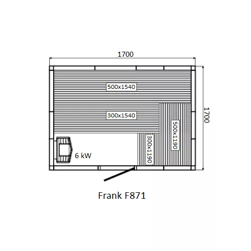 Финская сауна Frank 870 серия, 2 полки , кедр, Выбрать размер: 170х170, изображение 5