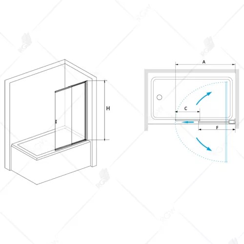 Шторка на ванну RGW SC-40, Цвет стекла: прозрачное, Цвет профиля: Хром, Выбрать размер: 100, изображение 4