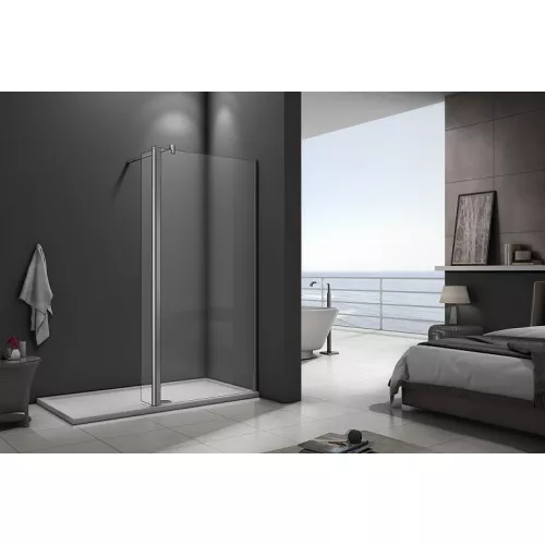 Душевая перегородка с доп панелью на лифтинговой петле Good Door WALK IN SP2  хром, Цвет стекла: прозрачное, Цвет профиля: Хром, Выбрать размер: 80
