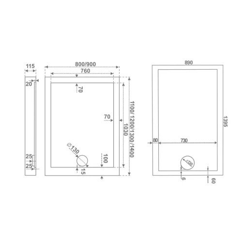 Акриловый поддон Good Door Олимпик, Выбрать размер: 1100х700, изображение 3