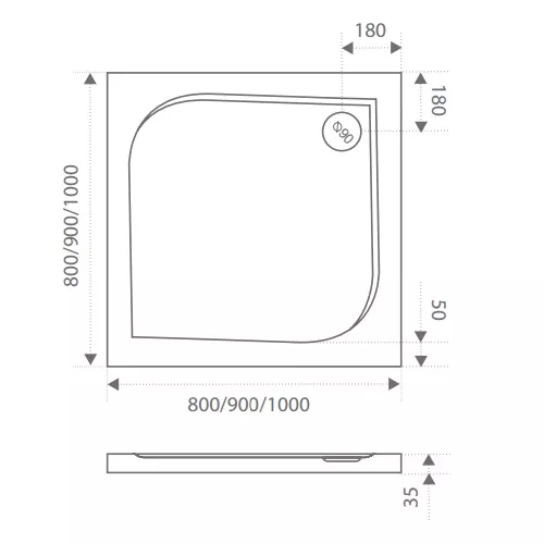 Поддон прямоугольный  из литьевого мрамора Good Door Квадро, Выбрать размер: 80x80, Выбрать цвет: Белый, изображение 2