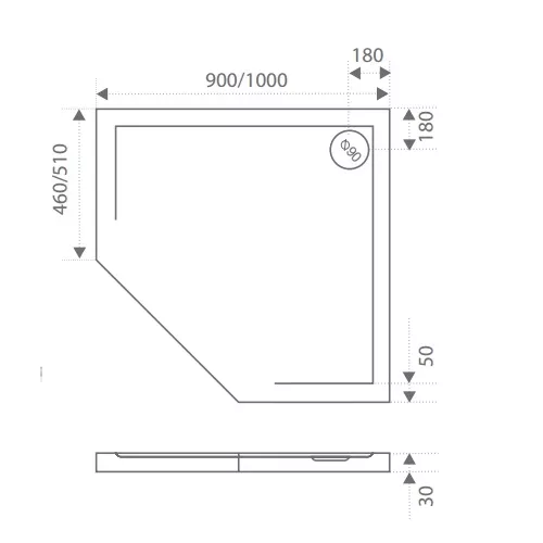 Поддон из литьевого мрамора  Good Door Пента, Выбрать цвет: белый , Выбрать размер: 90x90, изображение 2