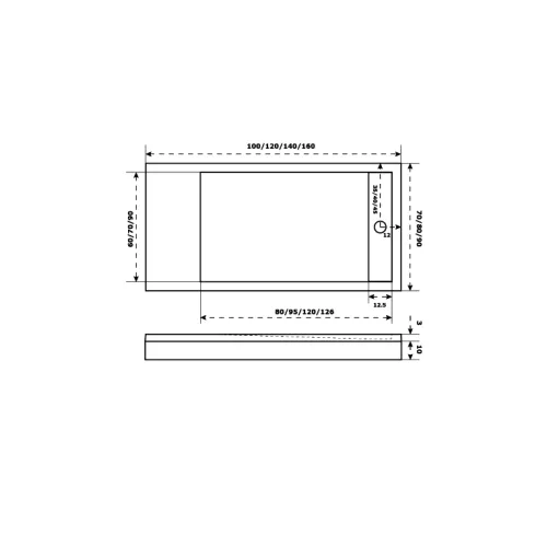 Поддон прямоугольный из литьевого мрамора Good Door Stella, Выбрать размер: 1000x700, Выбрать цвет: Белый, изображение 2