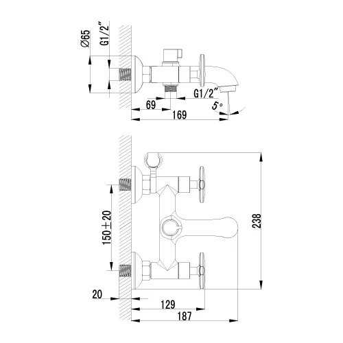 Смеситель Lemark Plus Spirit LM1912C для ванны, изображение 2