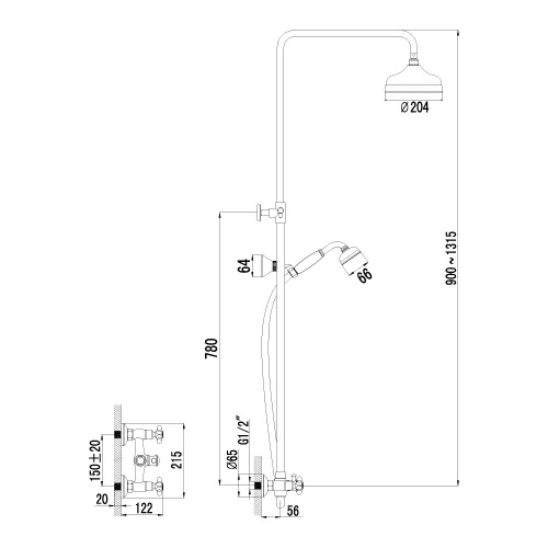 Комплект для душа Lemark Vintage LM2860B, изображение 2