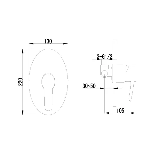 Смеситель Lemark Atlantiss LM3223C для душа, встраиваемый, изображение 2