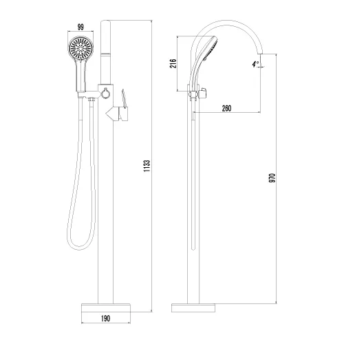 Смеситель Lemark Atlantiss LM3244C для ванны, напольный, изображение 2