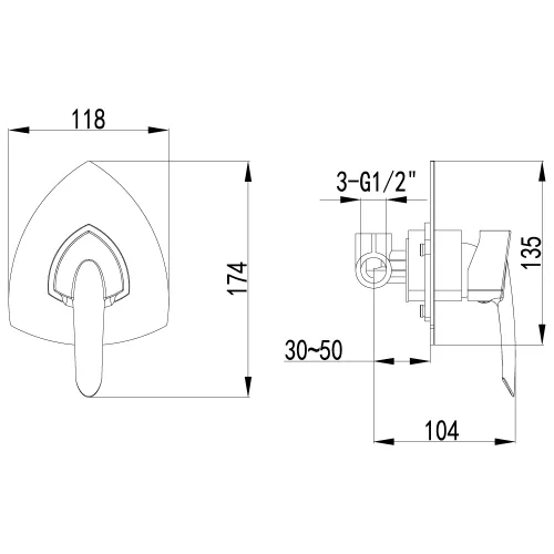 Смеситель Lemark Mars LM3523C для душа, встраиваемый, изображение 2