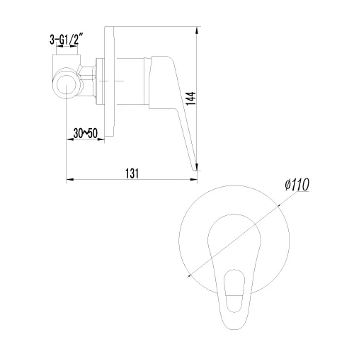 Смеситель Lemark Luna LM4123C для душа, встраиваемый, изображение 2