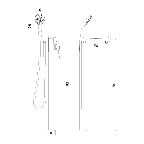Смеситель Lemark Shift LM4344C для ванны, напольный, изображение 2