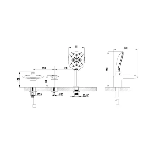 Смеситель Lemark Status LM4445C на борт ванны, изображение 2