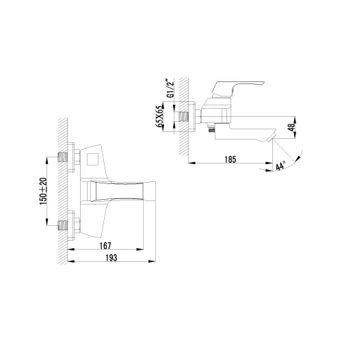 Смеситель Lemark Unit LM4514C для ванны, изображение 2