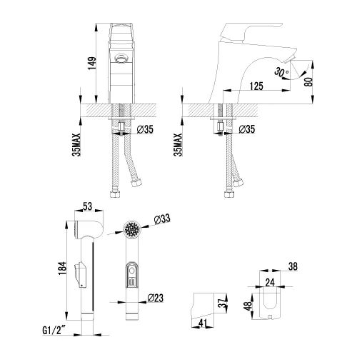 Смеситель Lemark Unit LM4516C для раковины с гигиеническим душем, изображение 2