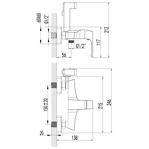 Смеситель Lemark Unit LM4518C с гигиеническим душем, встраиваемый, изображение 2