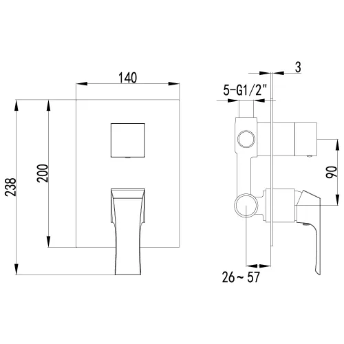 Смеситель Lemark Unit LM4528C для ванны и душа, встраиваемый, изображение 2