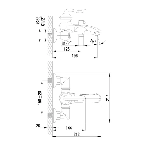 Смеситель Lemark Brava LM4712G для ванны, изображение 2