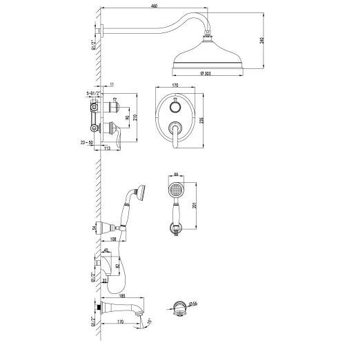 Смеситель Lemark Brava LM4722G для ванны и душа, встраиваемый, изображение 2