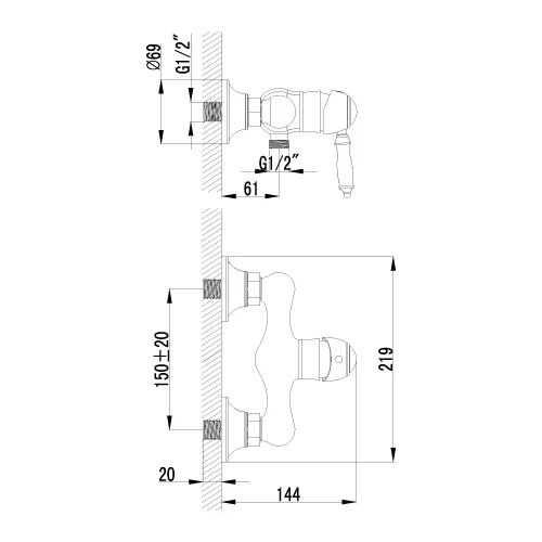 Смеситель Lemark Villa LM4803B для душа, изображение 2