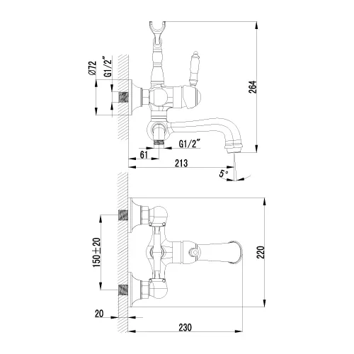 Смеситель Lemark Villa LM4812B для ванны, изображение 2