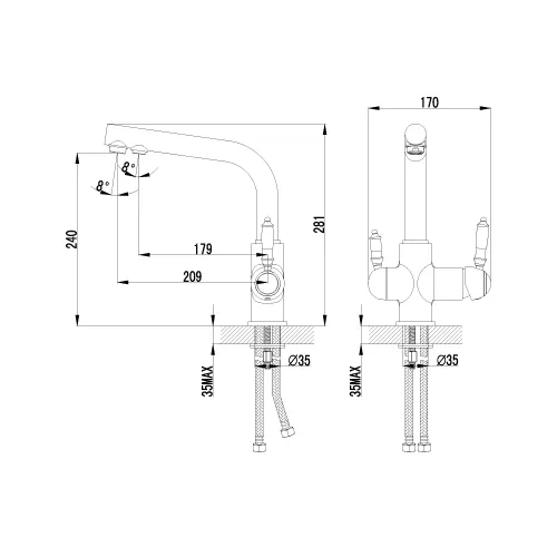Смеситель Lemark Villa LM4861B для кухни  с подключением к фильтру с питьевой водой, изображение 2