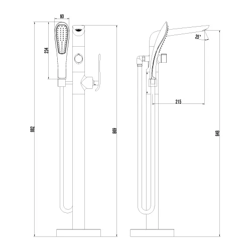 Смеситель Lemark Melange LM4944CW для ванны, напольный, изображение 2