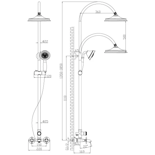 Смеситель Lemark Duetto LM5762C для ванны и душа, изображение 2