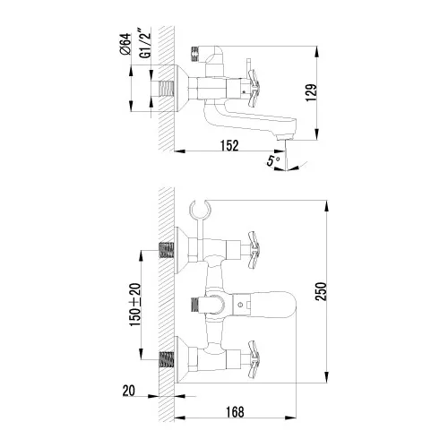 Смеситель  Lemark Partner LM6542C  для ванны, изображение 2