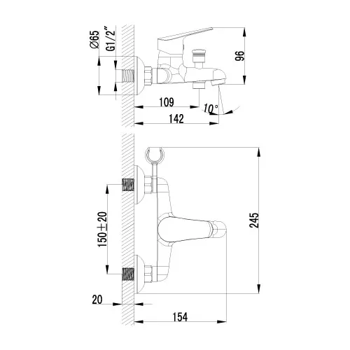 Смеситель  Lemark Partner LM6552C  для ванны, изображение 2