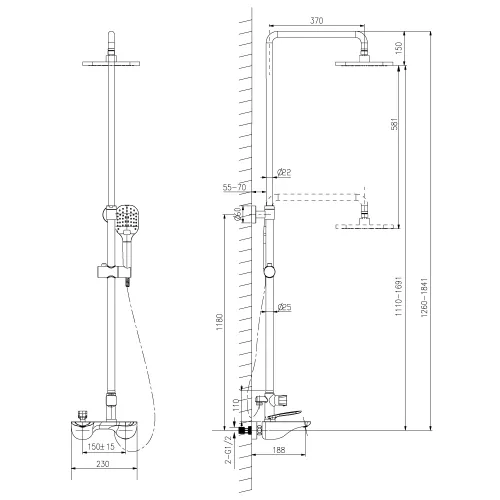 Смеситель Lemark  Bellario LM6862C для ванны и душа, изображение 2