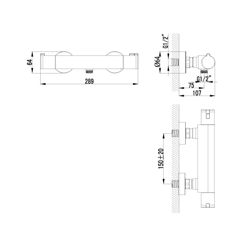 Смеситель Lemark Yeti LM7833C для душа, термостатический, изображение 3