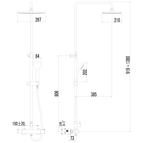 Душевая стойка  Lemark Yeti LM7860C  с термостатом, изображение 2