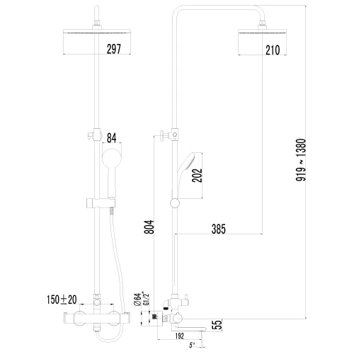 Душевая стойка  Lemark Yeti LM7862C  с термостатом, изображение 2