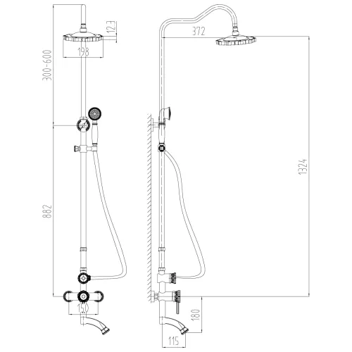 Комплект для ванны и душа Lemark Jasmine LM6662, Выбрать цвет: Бронза, изображение 2