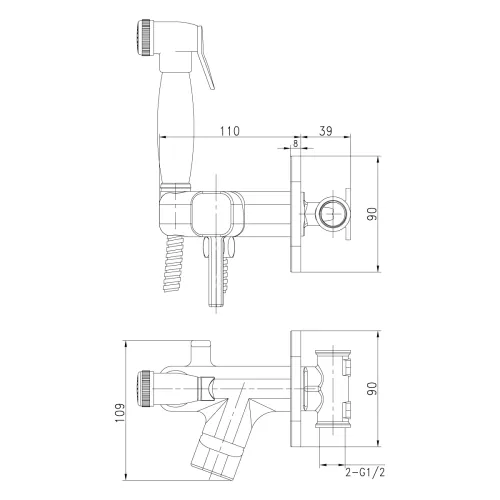 Смеситель Lemark Solo LM7165B с гигиеническим душем, встраиваемый, Выбрать цвет: Бронза, изображение 2