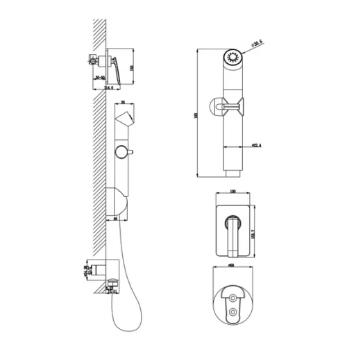 Смеситель Lemark Bellario LM6819C с гигиеническим душем, встраиваемый, изображение 2