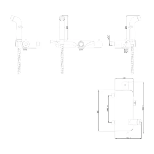 Смеситель Lemark Solo LM7169CW термостатический с гигиеническим душем, настенный, изображение 2