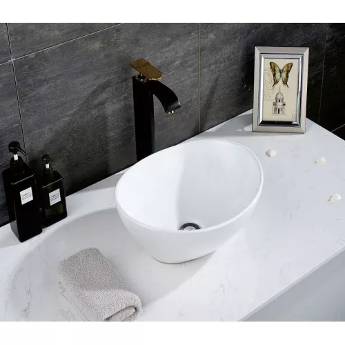 Раковина овальная накладная CeramaLux 7138, Выбрать цвет: Белый, изображение 2