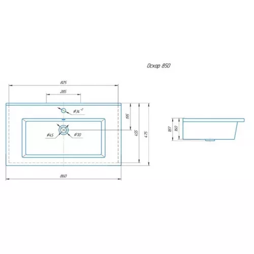 Раковина СаНта Оскар, Выбрать размер: 85, изображение 2