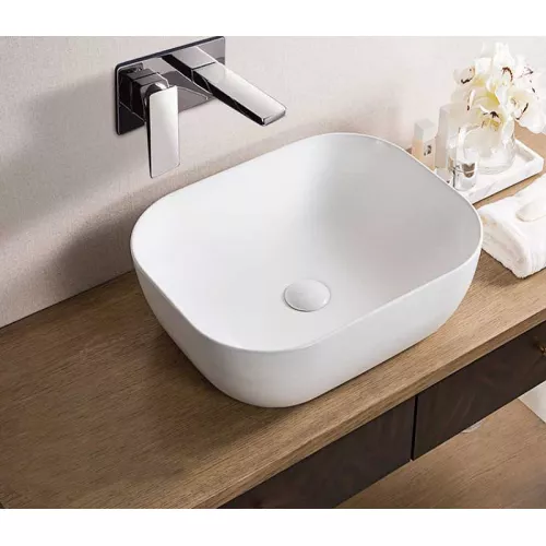 Раковина накладная прямоугольная CeramaLux 78104/78105, Выбрать размер: 50,5х40,5х14, Выбрать цвет: Белый, изображение 2