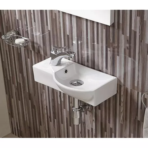 Раковина подвесная прямоугольная CeramaLux  7947, Выбрать размер: 40, Ориентация: Правая, Выбрать цвет: Белый