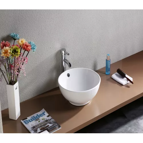 Раковина накладная круглая CeramaLux серия N 9002/9003А, Выбрать размер: 38х38х15, изображение 3