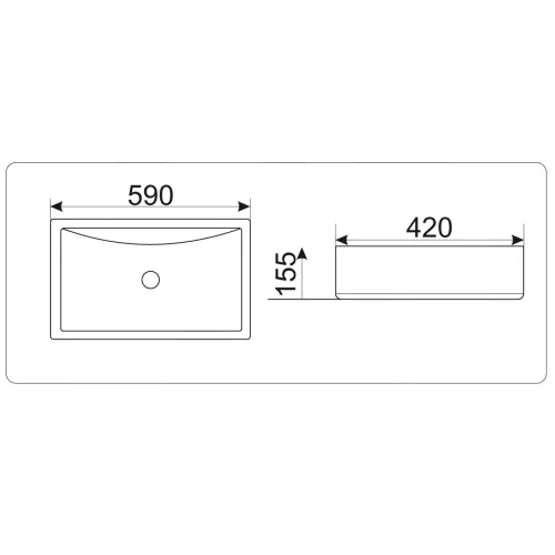 Раковина накладная прямоугольная CeramaLux 9121, изображение 4