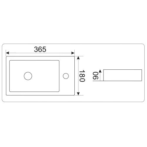 Умывальник подвесной, накладной прямоугольный CeramaLux 9272, Ориентация: Левая, изображение 3