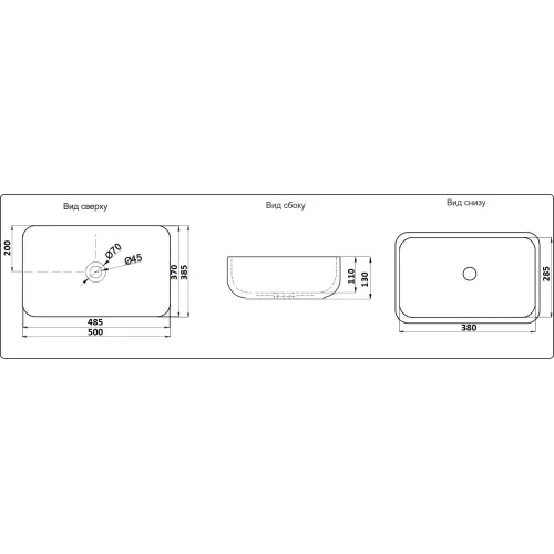 Раковина накладная прямоугольная CeramaLux 9391, изображение 4