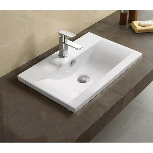 Раковина врезная прямоугольная CeramaLux 9393, Выбрать размер: 50, изображение 5