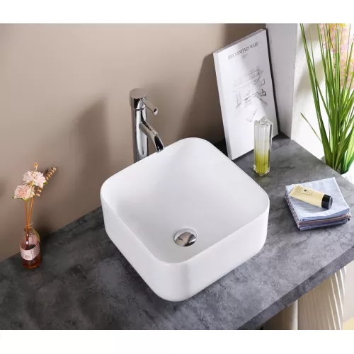 Раковина накладная прямоугольная CeramaLux D1303, Выбрать цвет: Белый, изображение 4