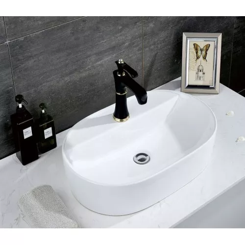 Раковина накладная овальная CeramaLux D1346/D1347, Выбрать размер: 61х41,5х14