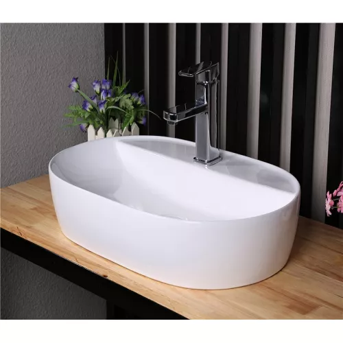 Раковина накладная овальная CeramaLux D1346/D1347, Выбрать размер: 61х41,5х14, изображение 2